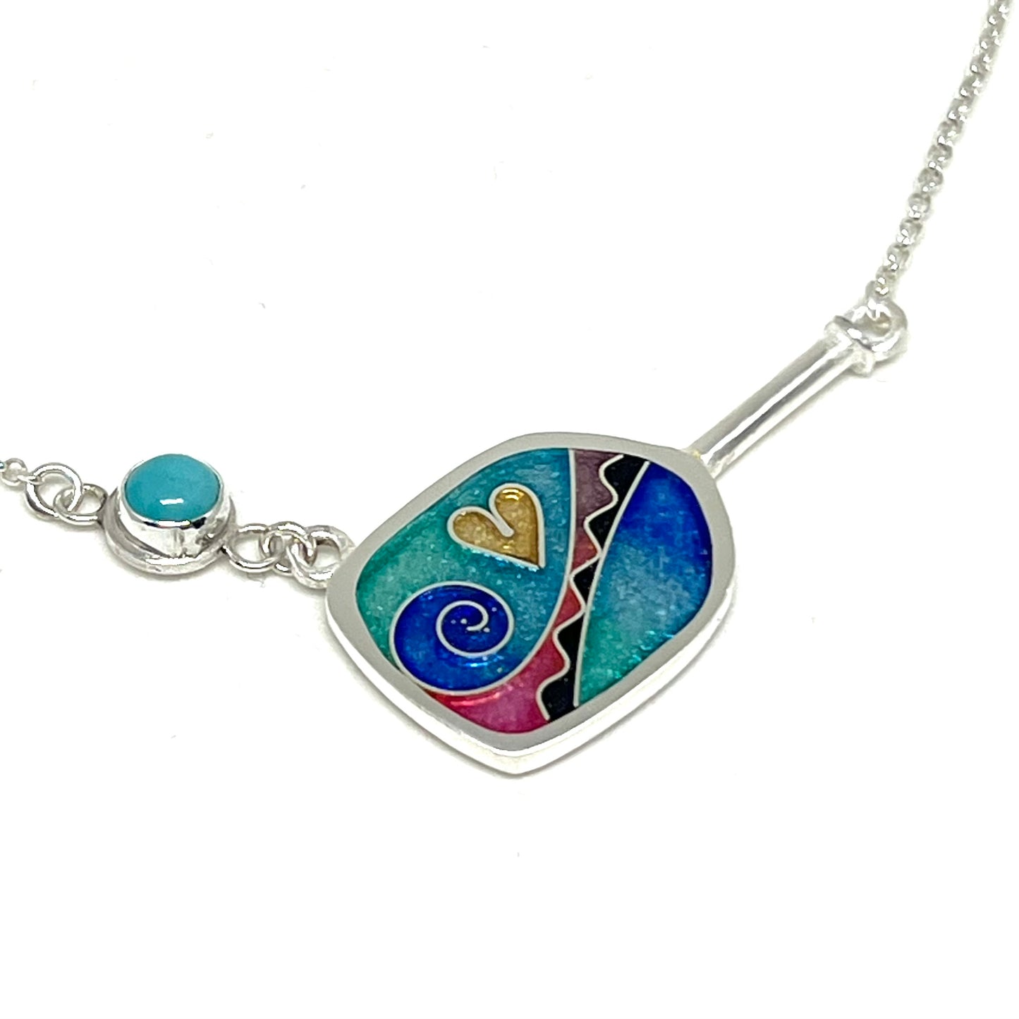 Pickleball Paddle & Ball Necklace (Ocean)