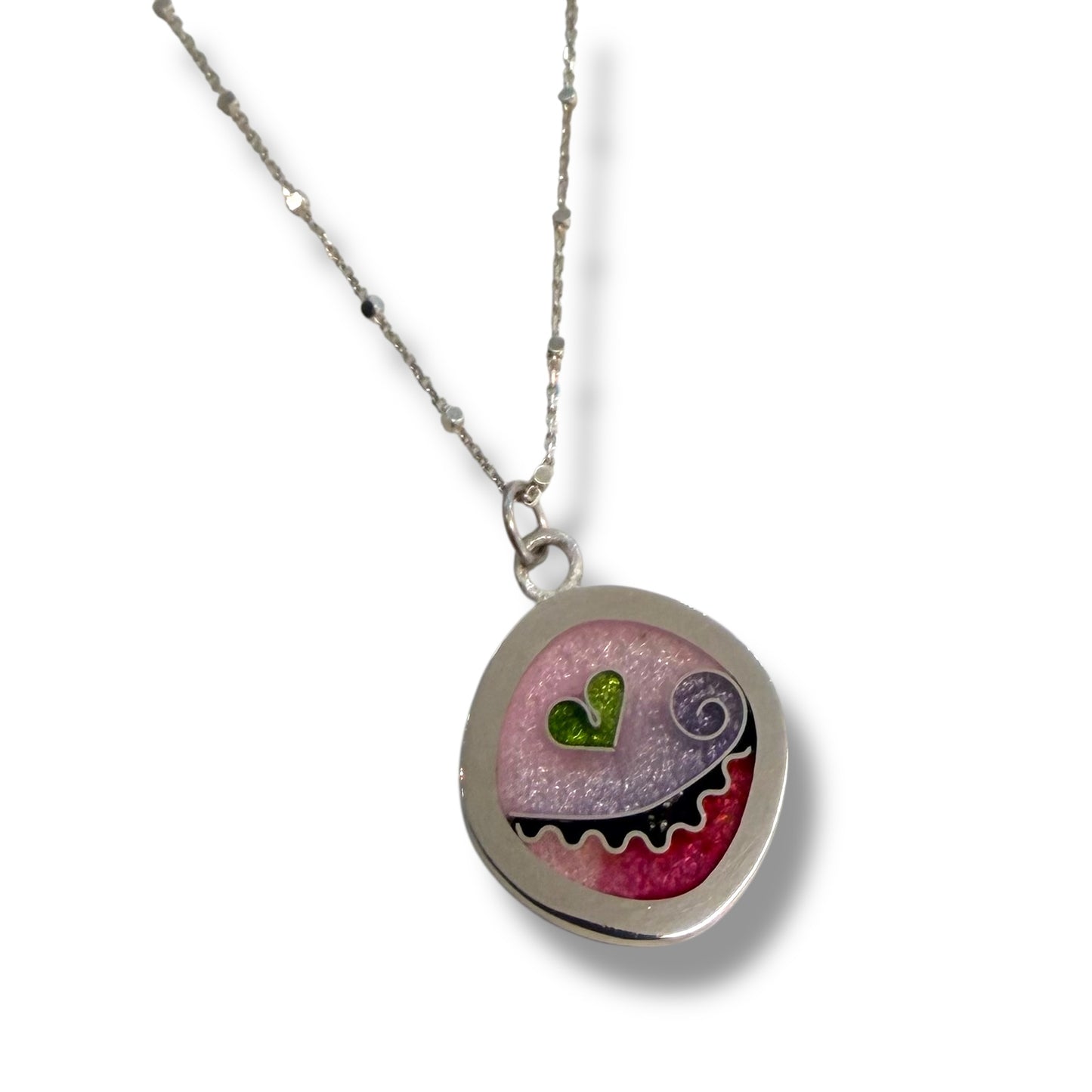 Cloisonné Enameled Square Pendant - Cherry Blossom Color Palette