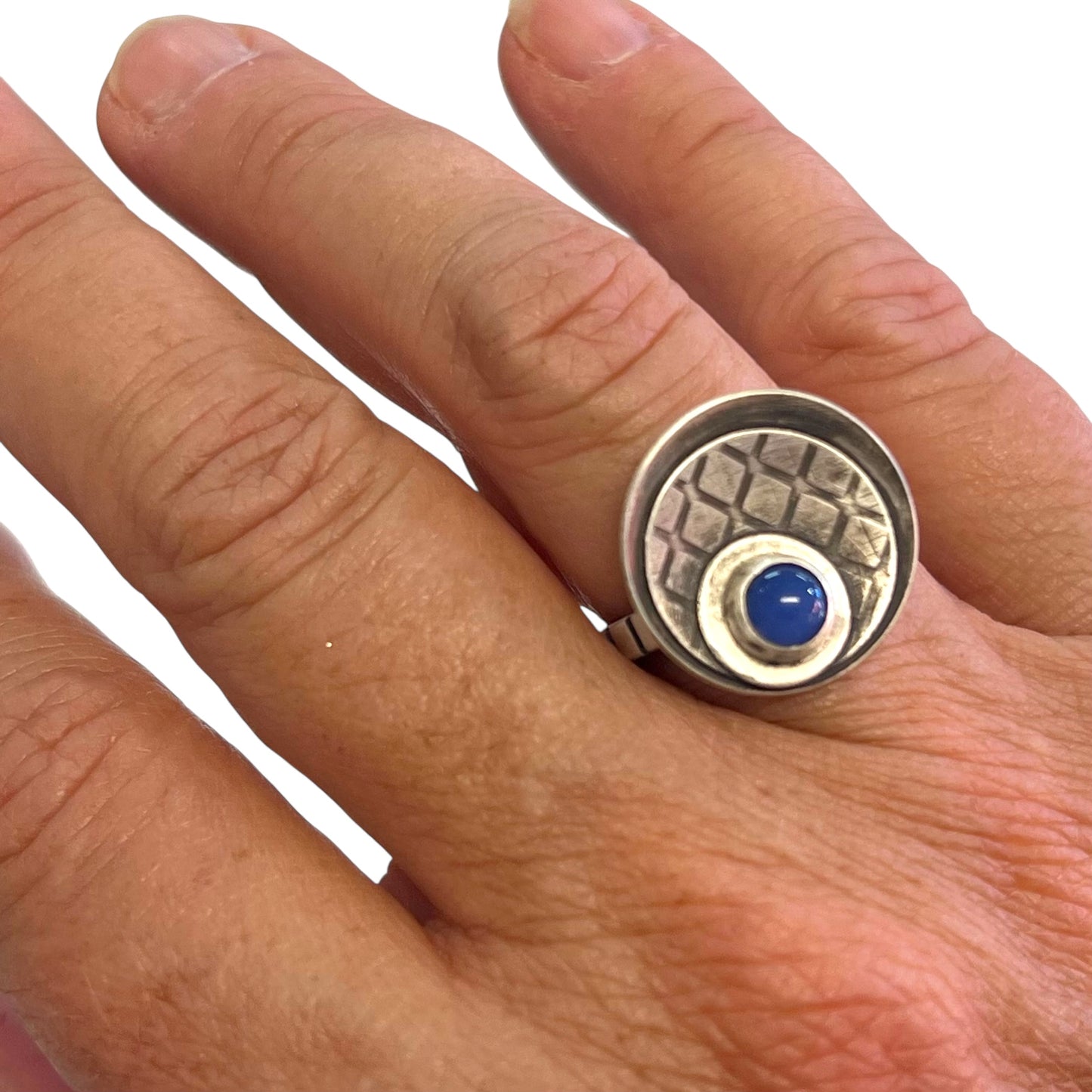 Sterling Silver Ring with Blue Onyx