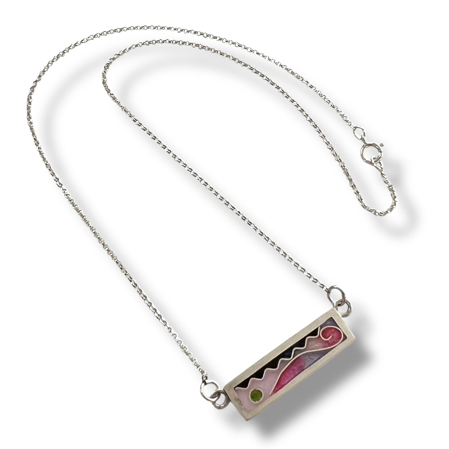 Cloisonné Enameled Bar Necklace - Cherry Blossom Color Palette