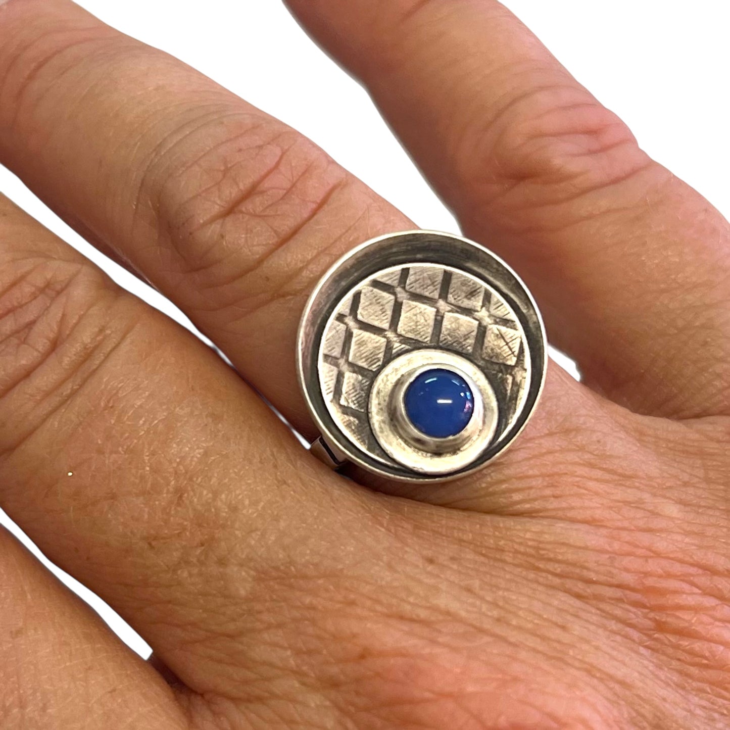 Sterling Silver Ring with Blue Onyx