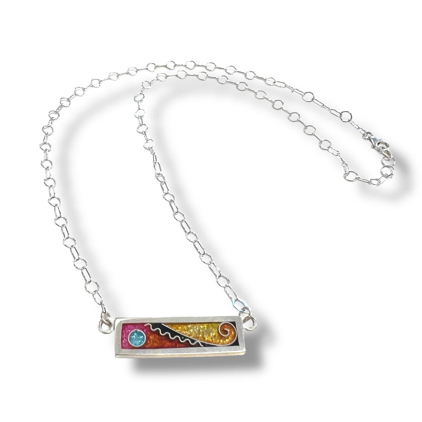 Cloisonné Enameled Bar Necklace - Sun Color Palette