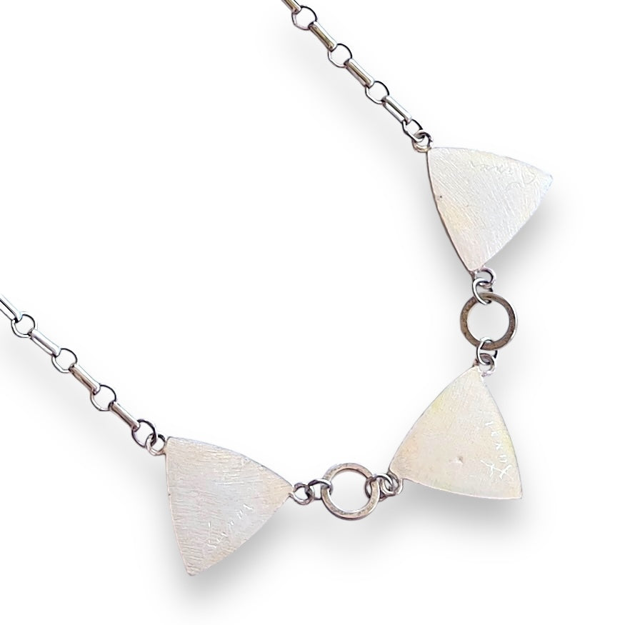 Cloisonne Enameled 3 Triangle Necklace - Ice Color Palette