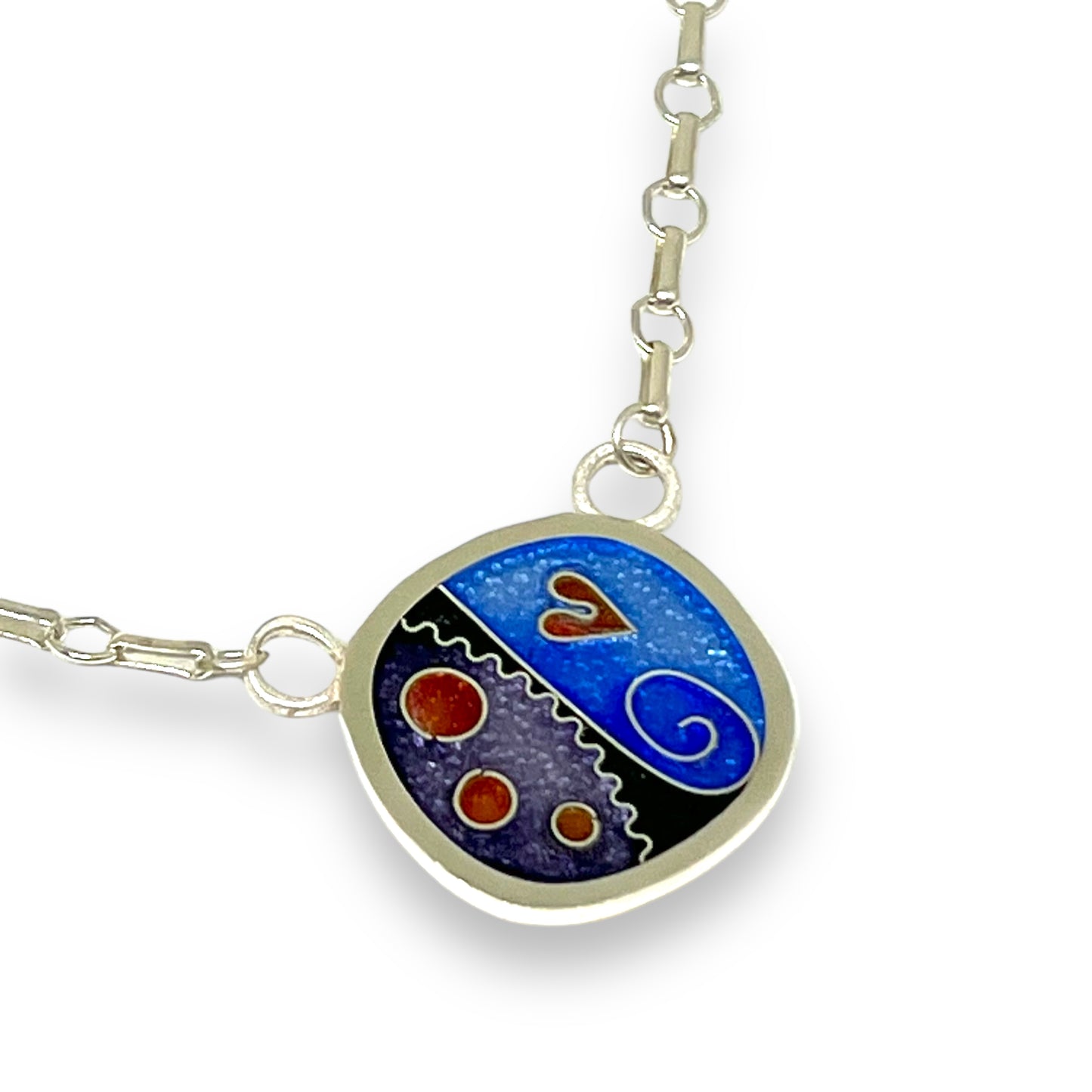 Cloisonné Enameled Large Square Necklace-Ice Color Palette