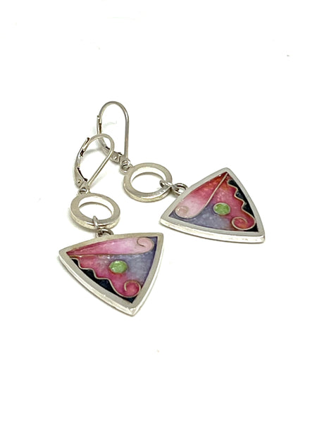 Triangle Drop Earrings (Cherry Blossom)