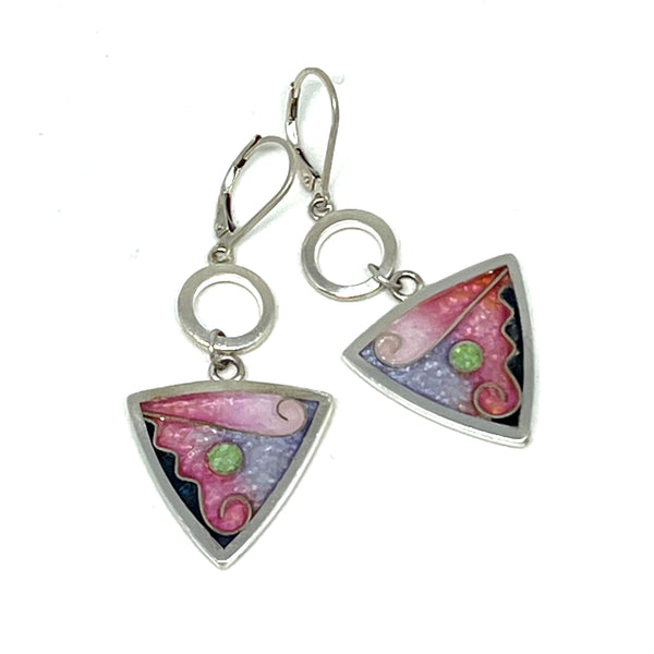 Triangle Drop Earrings (Cherry Blossom)