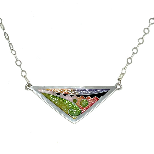 Cloisonne Triangle Necklace (Cherry Blossom)