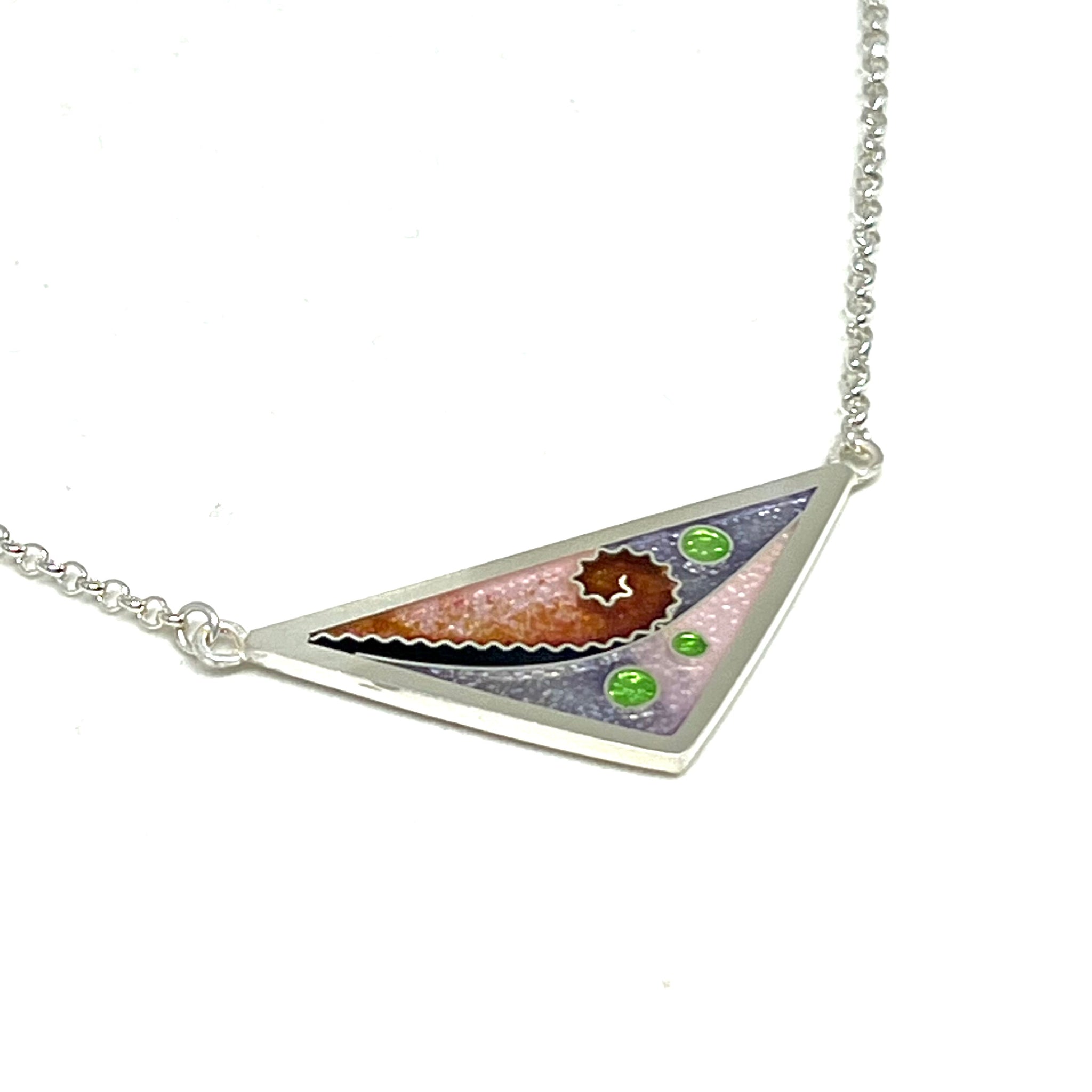 Cloisonne Triangle Necklace (Cherry Blossom)