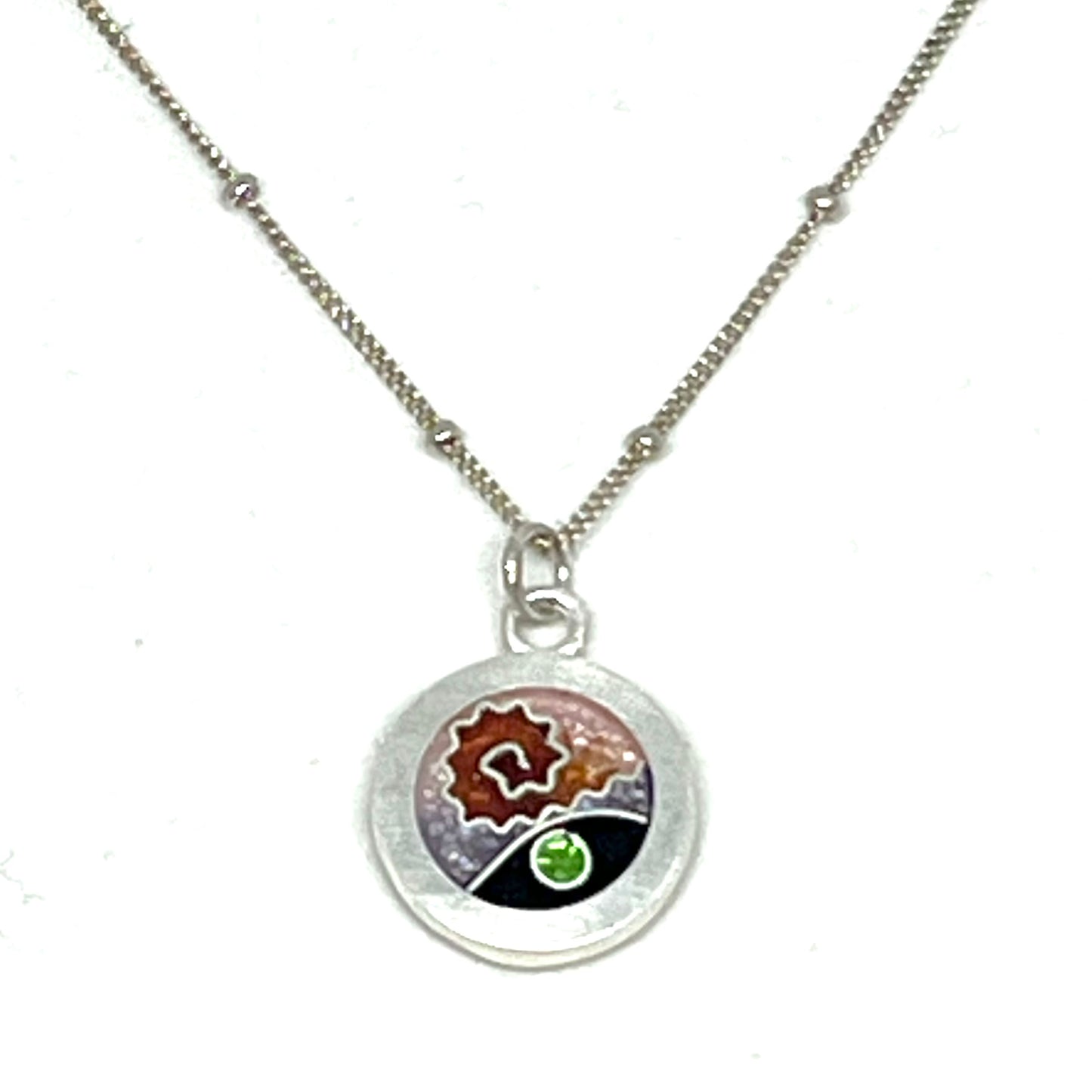 Cloisonné Enameled Small Circle Pendant – Cherry Blossom Color Palette