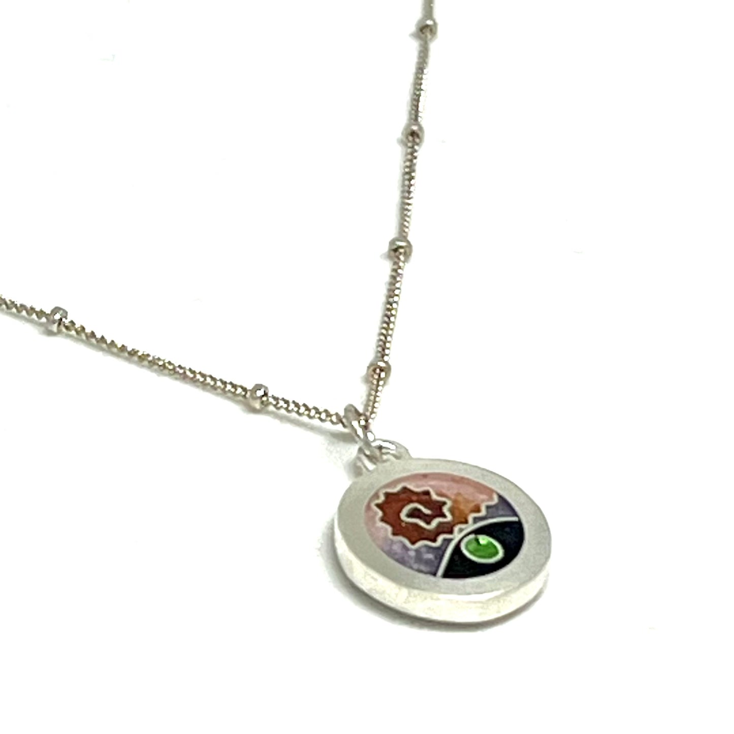 Cloisonné Enameled Small Circle Pendant – Cherry Blossom Color Palette