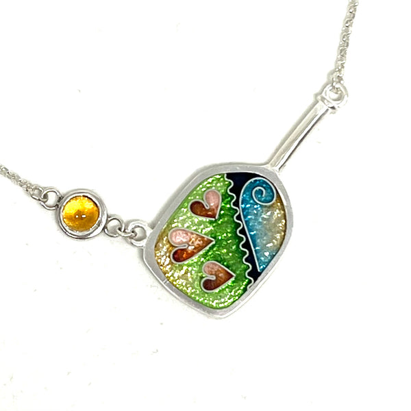Pickleball Paddle and Ball Necklace (Meadow)