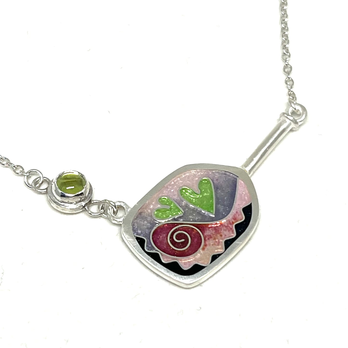 Pickleball Paddle & Ball Necklace (Cherry Blossom)