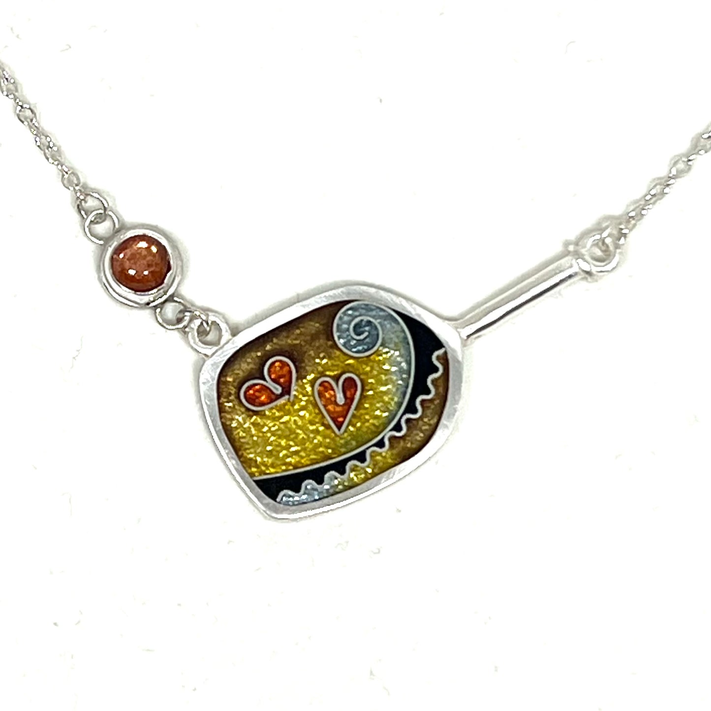 Cloisonné Enameled Pickleball Paddle & Ball Necklace-Earth Color Palette