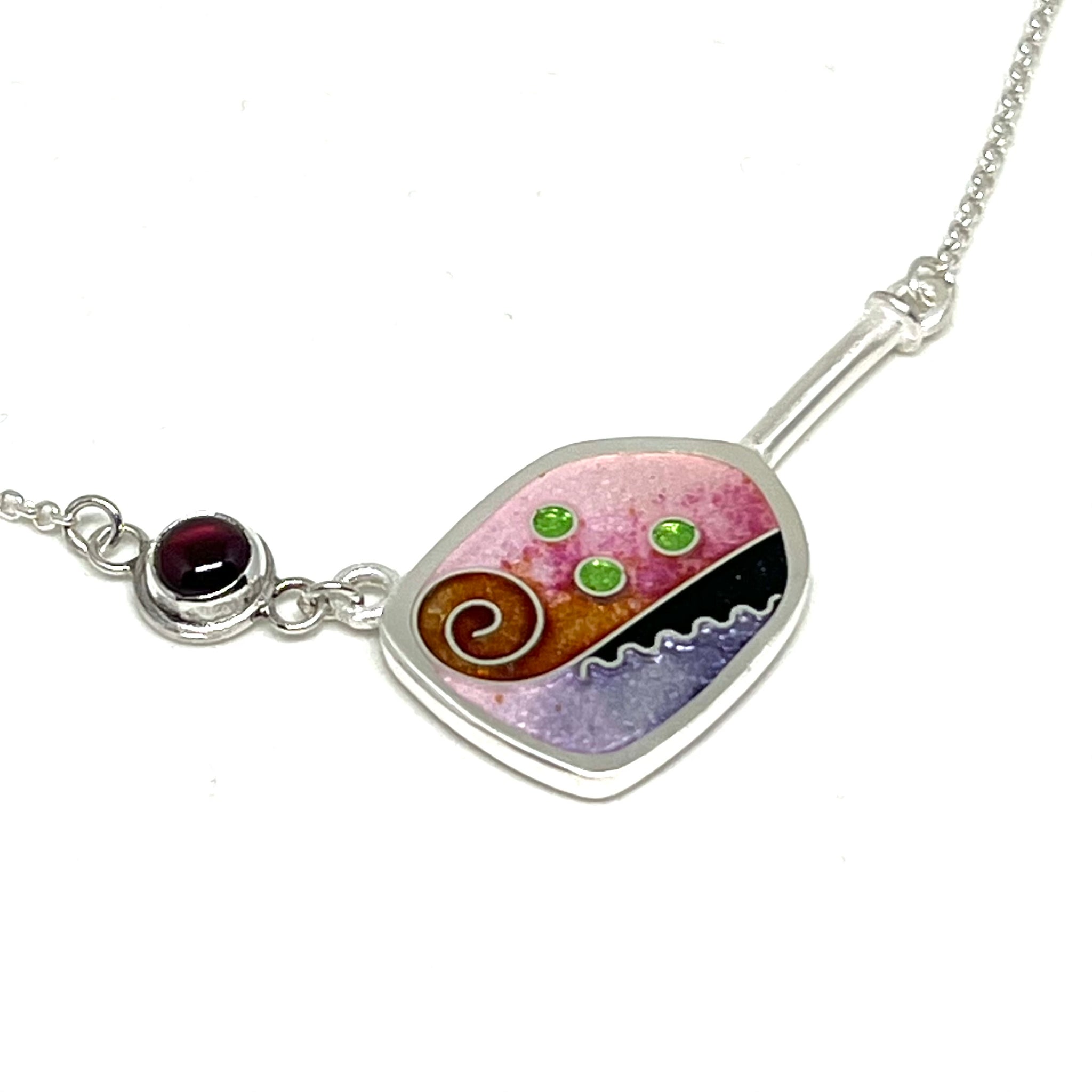 Pickleball Paddle & Ball Necklace (Cherry Blossom)