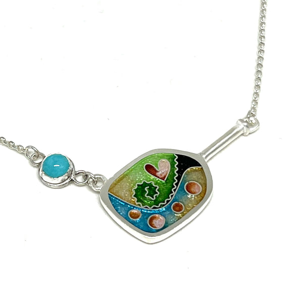 Pickleball Paddle and Ball Necklace (Meadow)