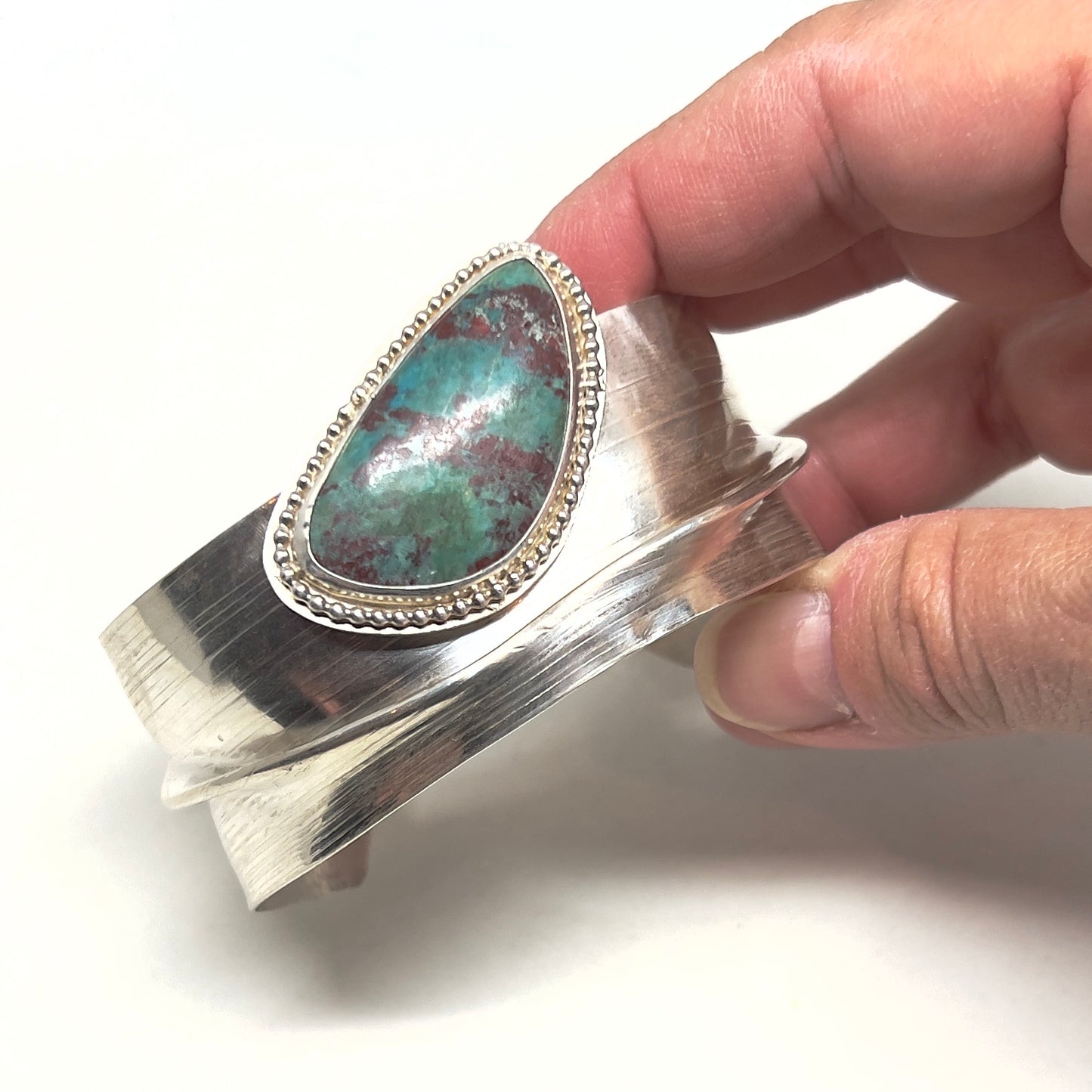 Sterling Silver Cuff Bracelet with Chrysocolla