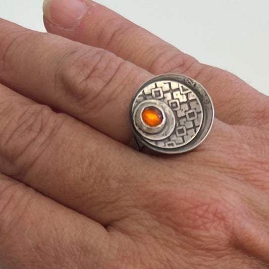 Sterling Silver Ring with Amber