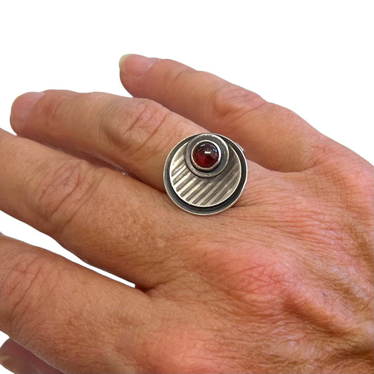 Sterling Silver Ring with Garnet