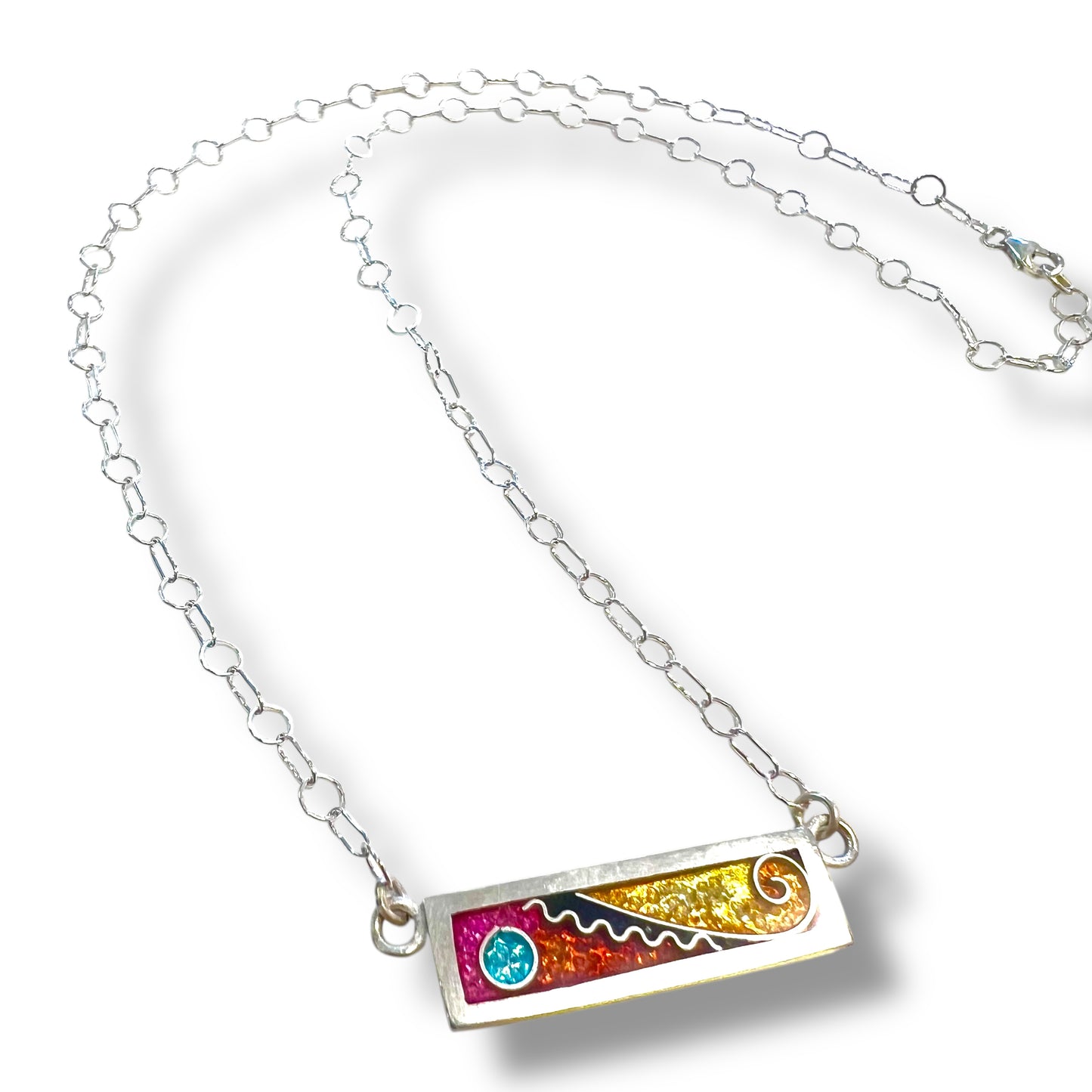Cloisonné Enameled Bar Necklace - Sun Color Palette