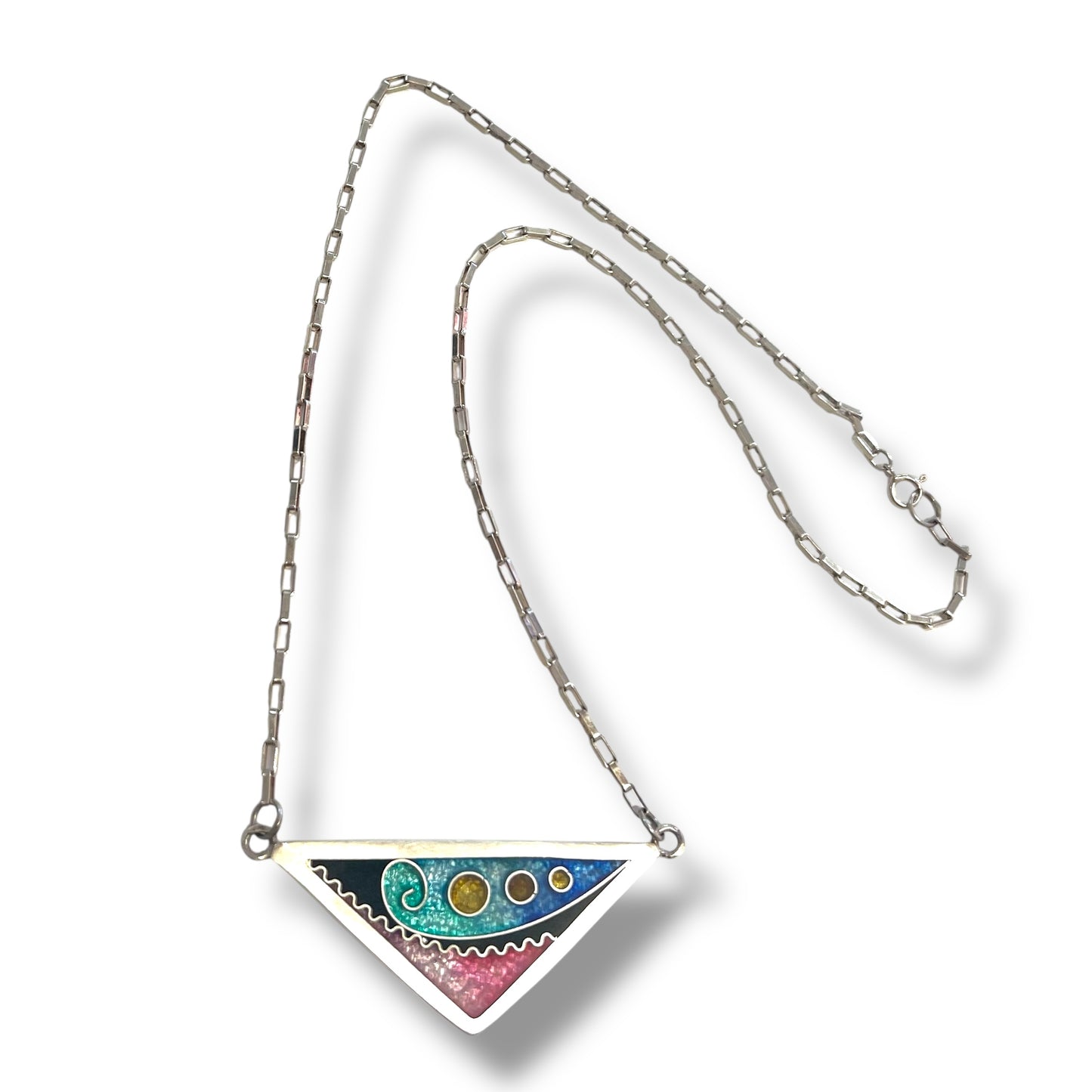 Cloisonné Triangle Necklace - Ocean Color Palette