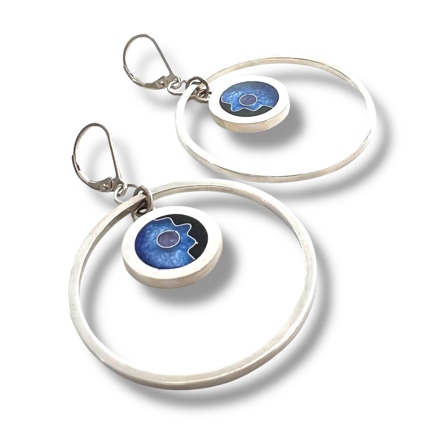 Cloisonné Enameled Hoop Earrings - Ice Color Palette