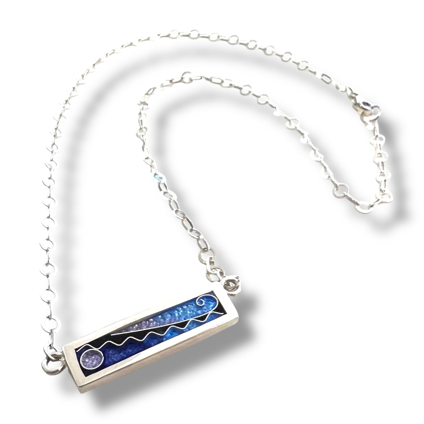 Cloisonné Enameled Bar Necklace - Ice Color Palette