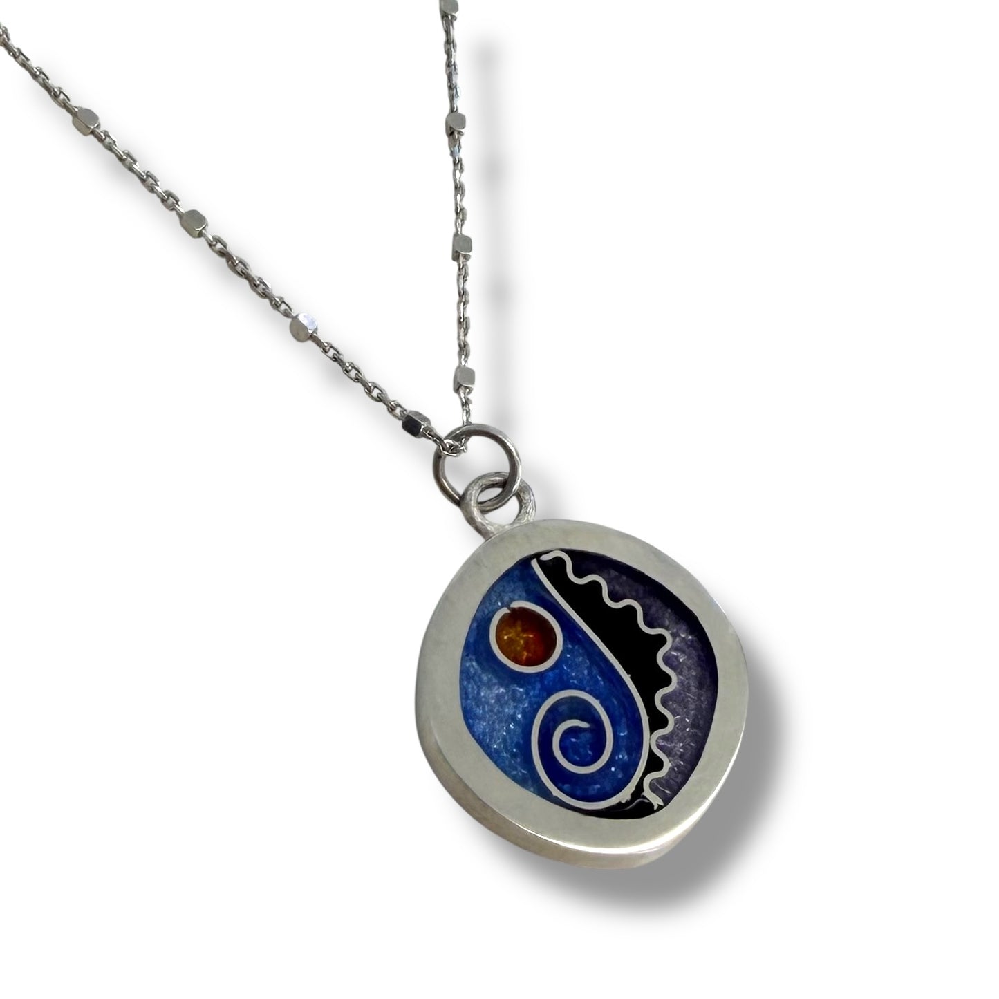 Cloisonné Enameled Square Pendant - Ice Color Palette