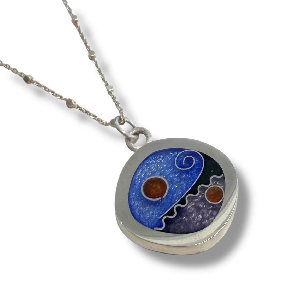 Cloisonné Enameled Square Pendant - Ice Color Palette