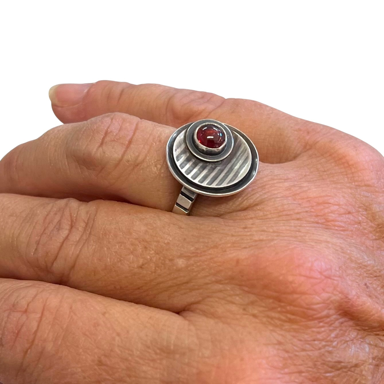 Sterling Silver Ring with Garnet