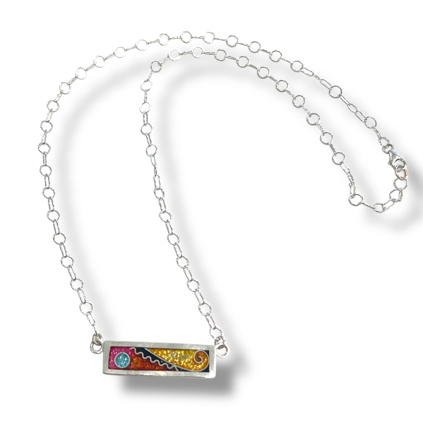 Cloisonné Enameled Bar Necklace - Sun Color Palette