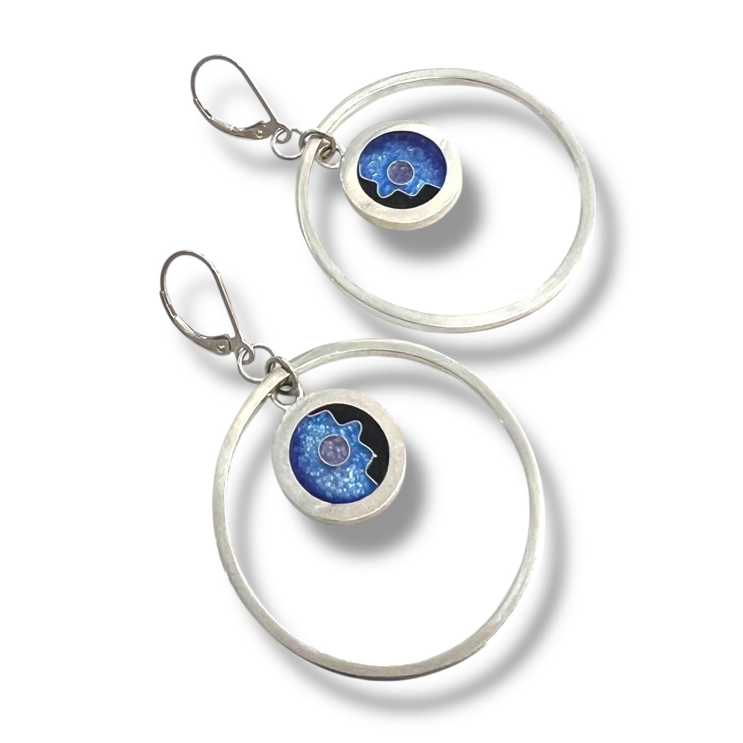 Cloisonné Enameled Hoop Earrings - Ice Color Palette