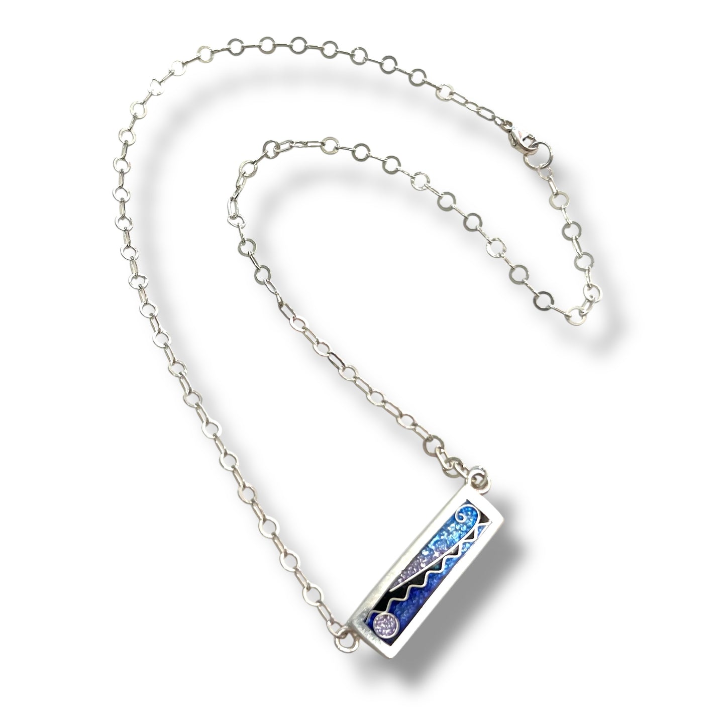 Cloisonné Enameled Bar Necklace - Ice Color Palette