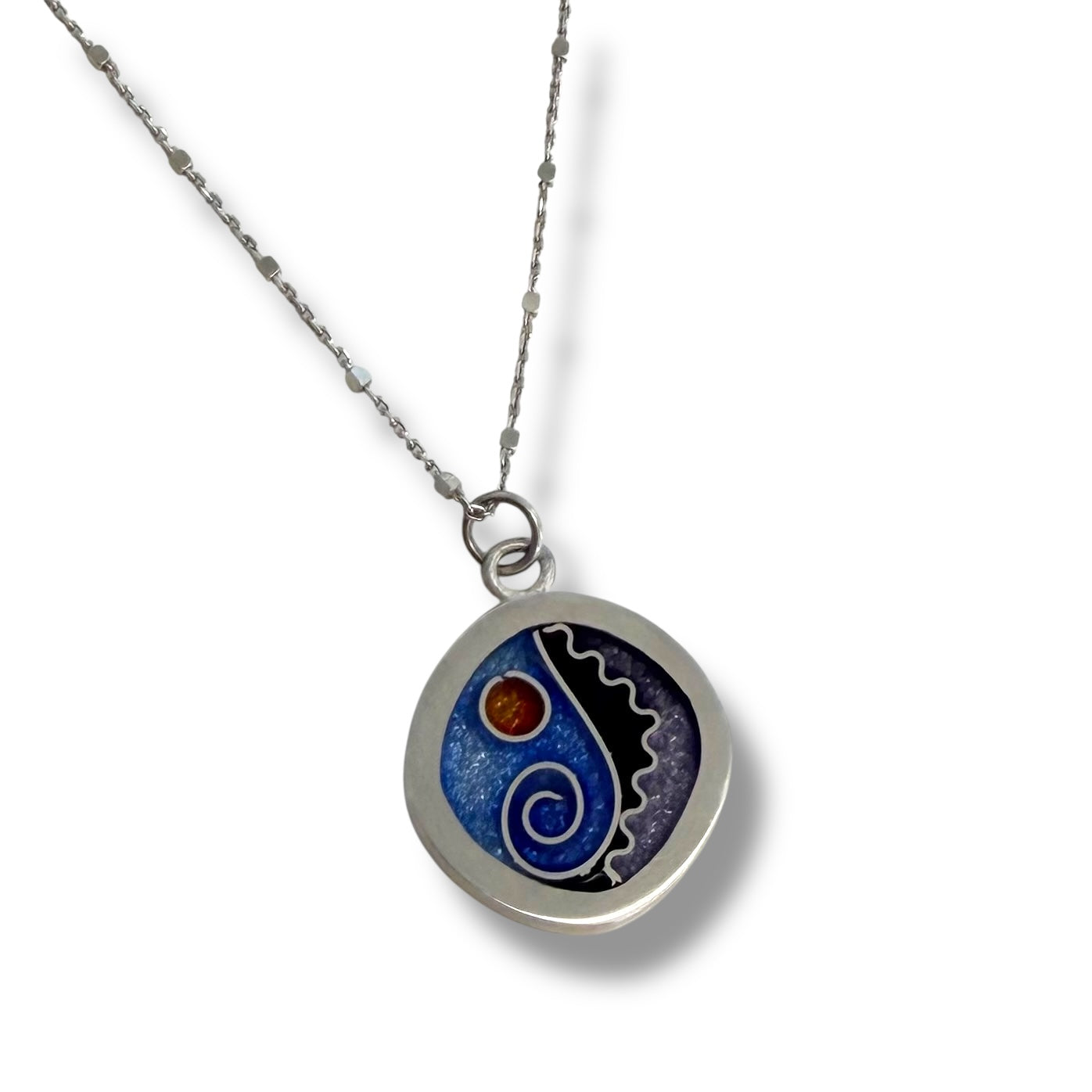 Cloisonné Enameled Square Pendant - Ice Color Palette