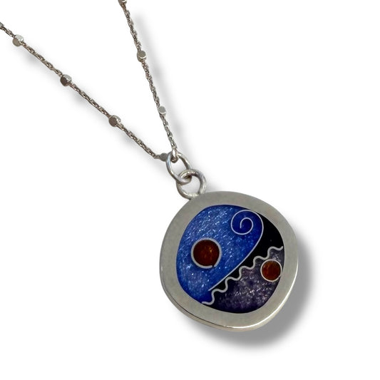 Cloisonné Enameled Square Pendant - Ice Color Palette