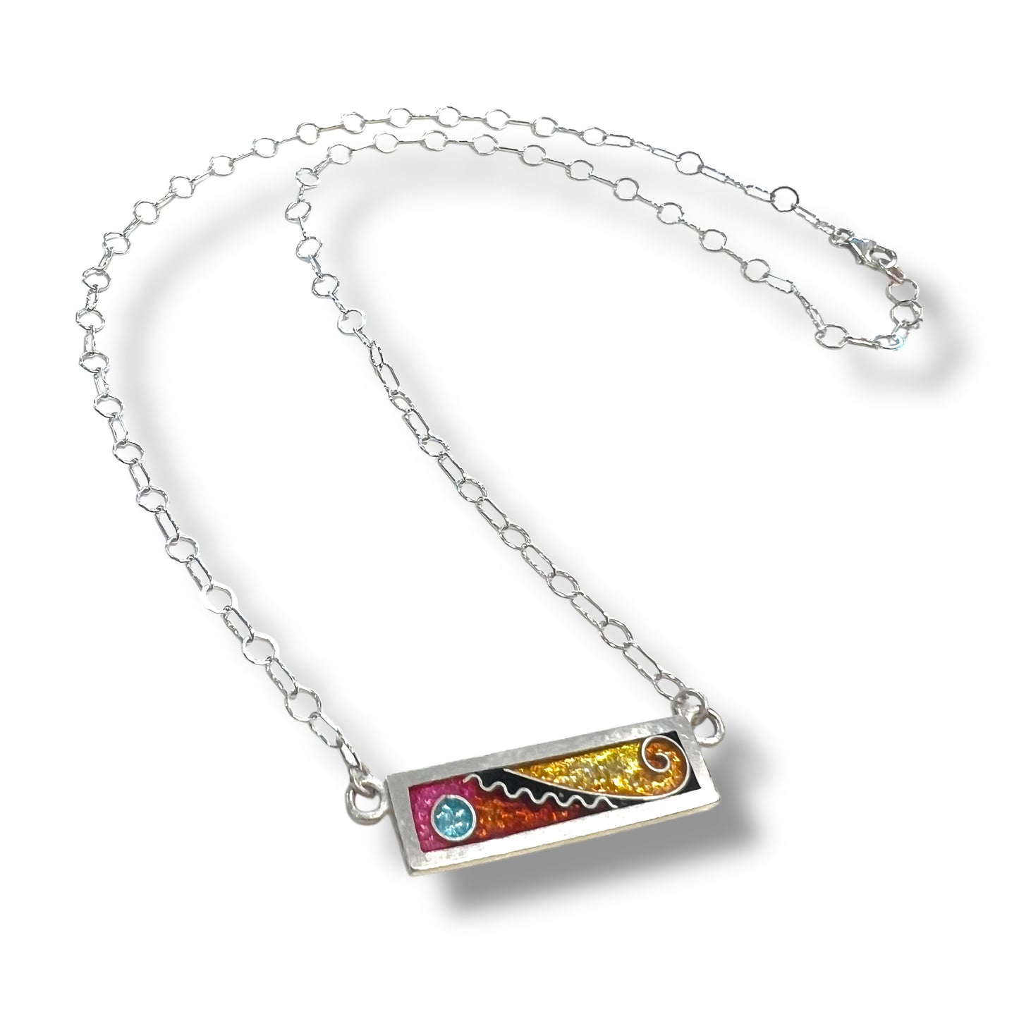 Cloisonné Enameled Bar Necklace - Sun Color Palette