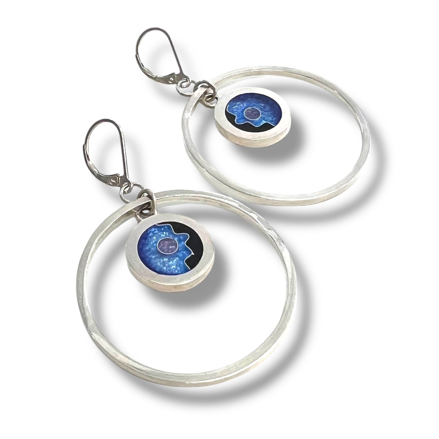 Cloisonné Enameled Hoop Earrings - Ice Color Palette