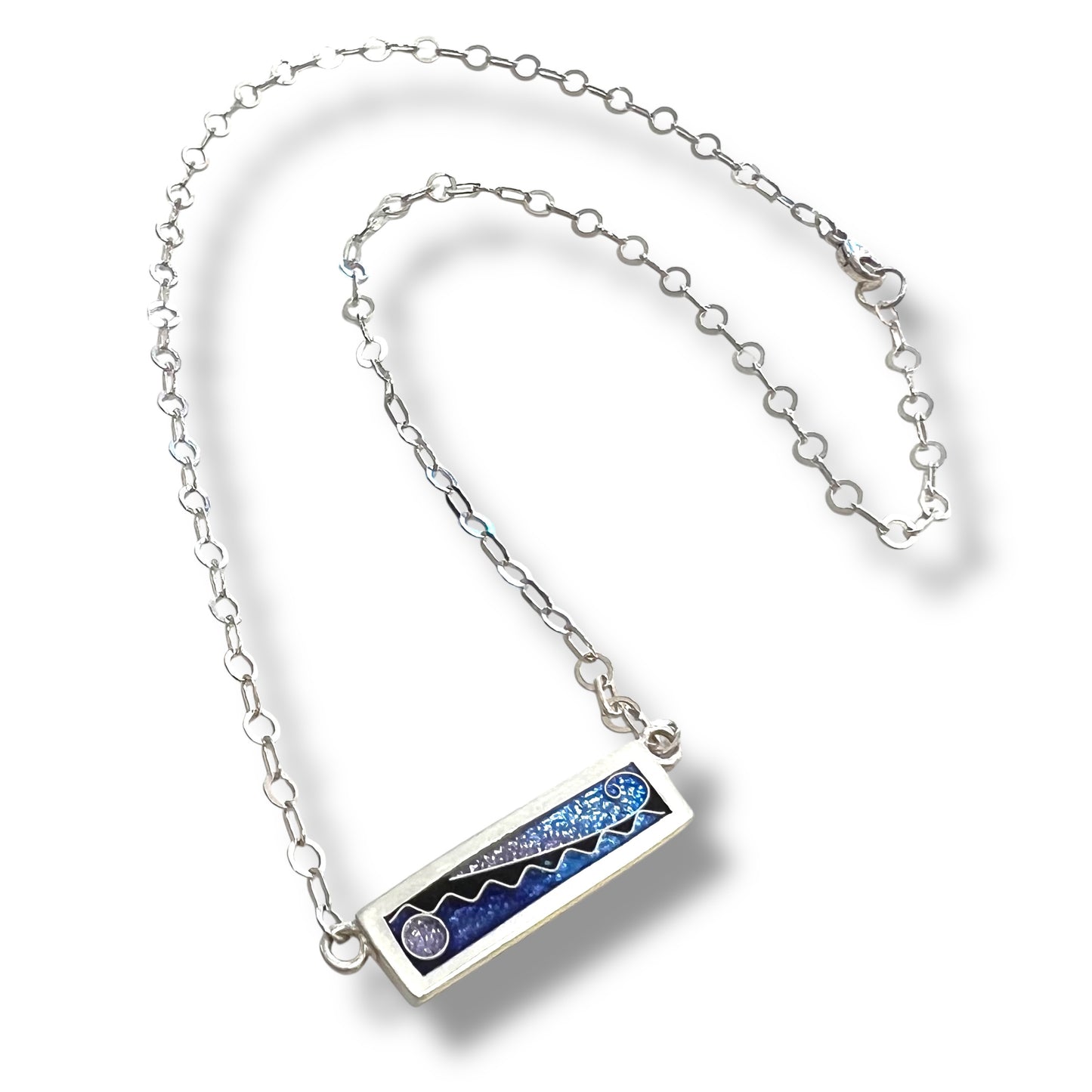 Cloisonné Enameled Bar Necklace - Ice Color Palette