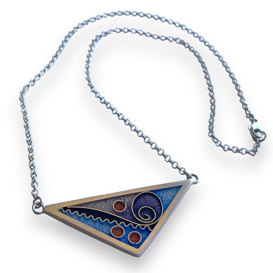 Cloisonné Enamel Large Triangle Necklace-Ice Color Palette