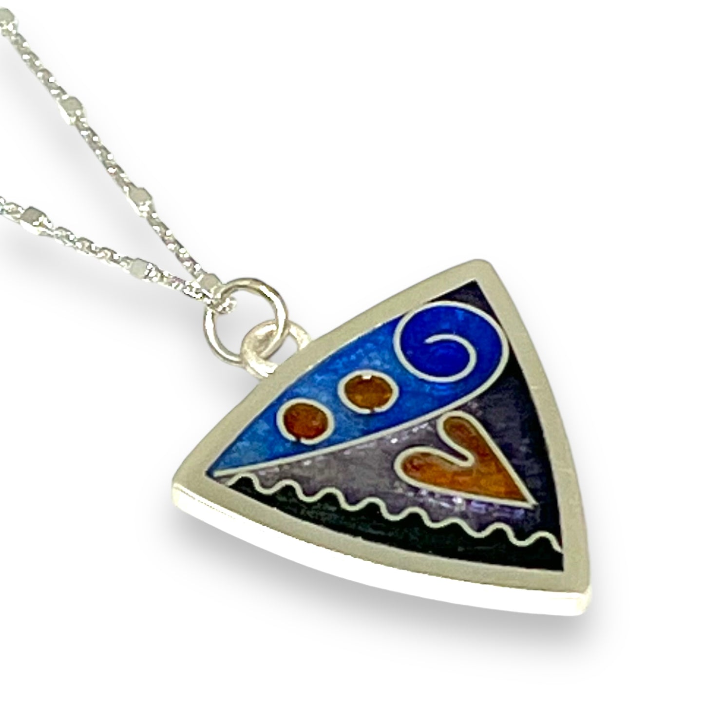 Cloisonné Enameled Triangle Pendant - Ice Color Palette