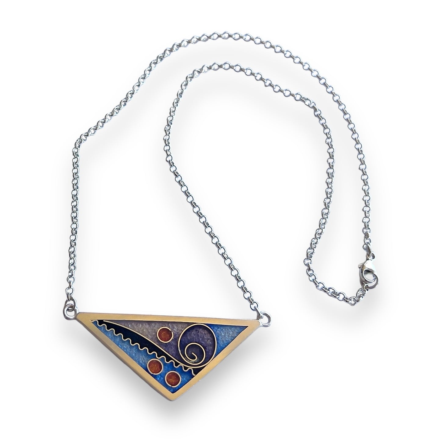 Cloisonné Enamel Large Triangle Necklace-Ice Color Palette