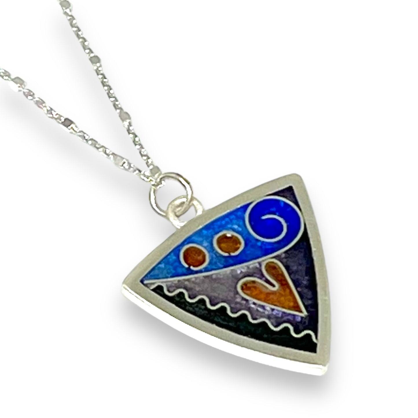 Cloisonné Enameled Triangle Pendant - Ice Color Palette