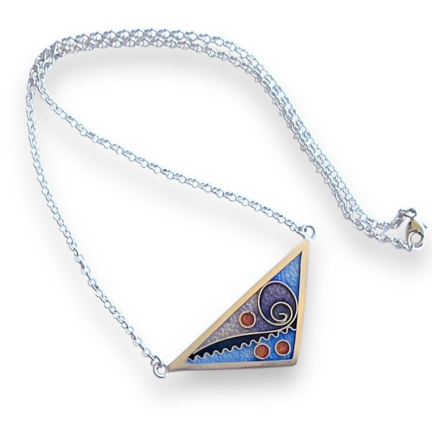 Cloisonné Enamel Large Triangle Necklace-Ice Color Palette