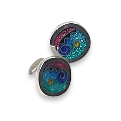 Cloisonné Enameled Cufflinks-Ocean Color Palette