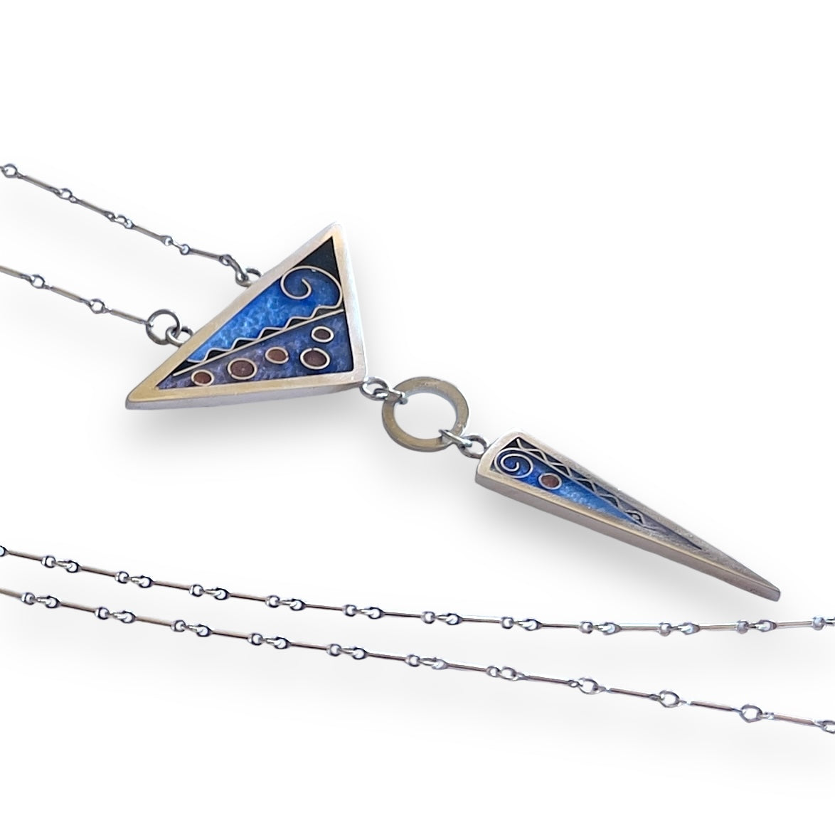 Cloisonné Enameled Large Triangle/Long Triangle Necklace-Ice Color Palette