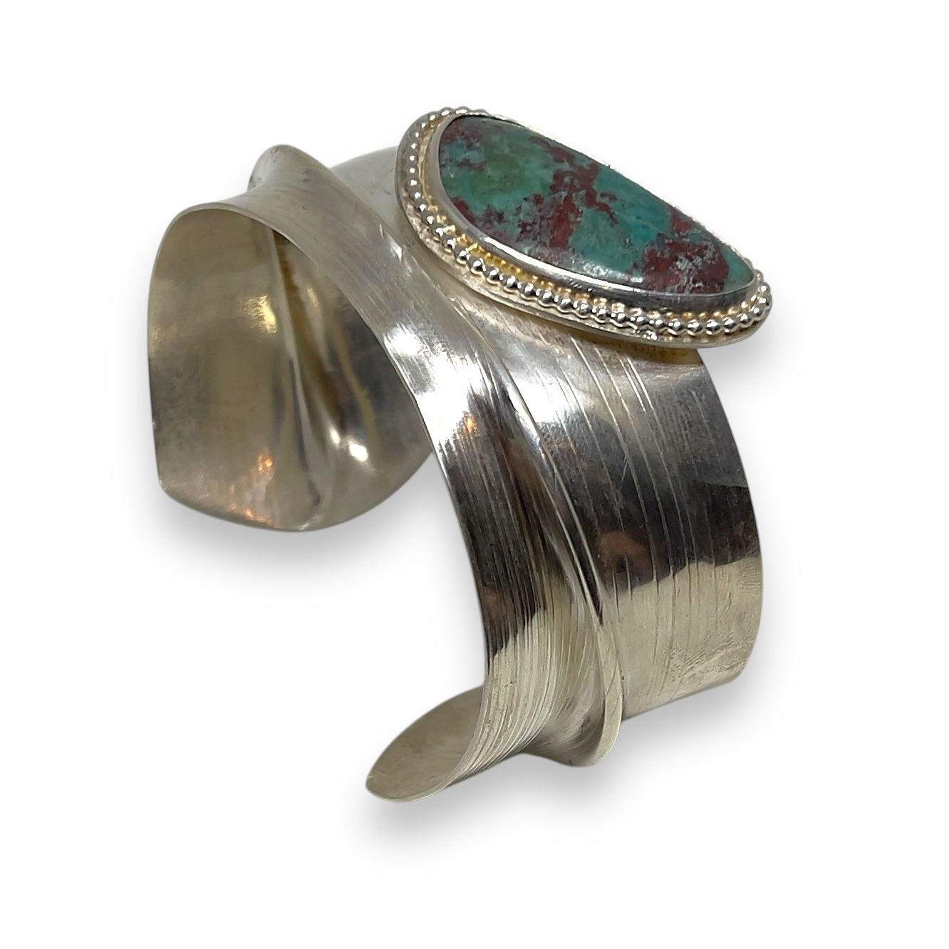 Sterling Silver Cuff Bracelet with Chrysocolla