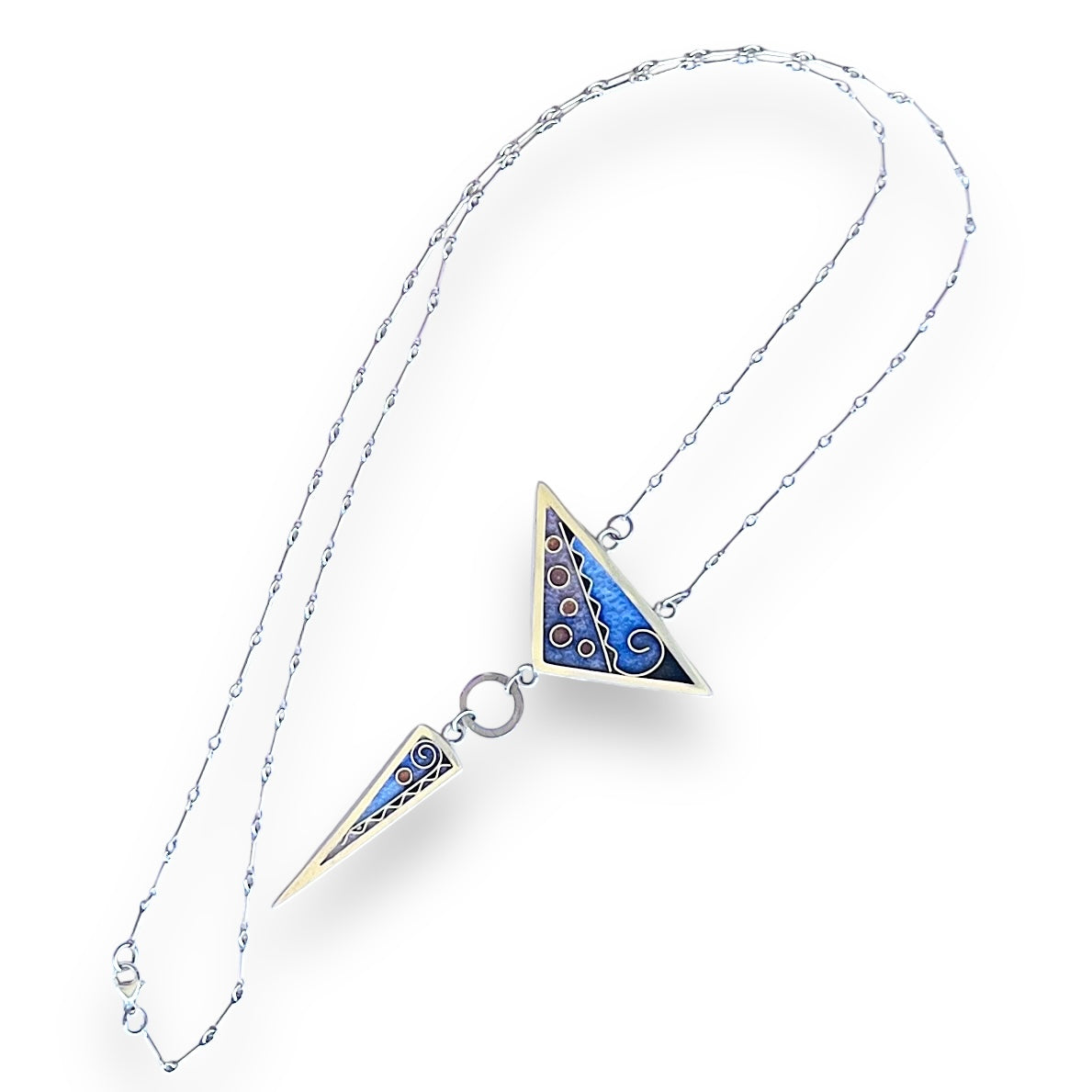 Cloisonné Enameled Large Triangle/Long Triangle Necklace-Ice Color Palette