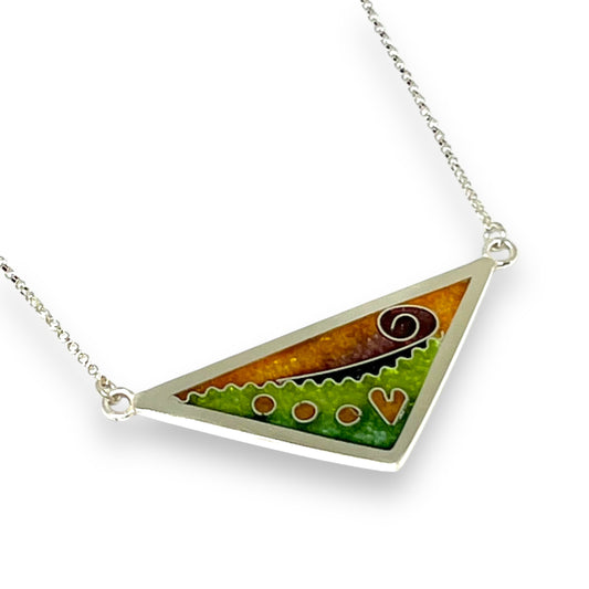 Cloisonné Enameled Triangle Necklace-Desert Color Palette