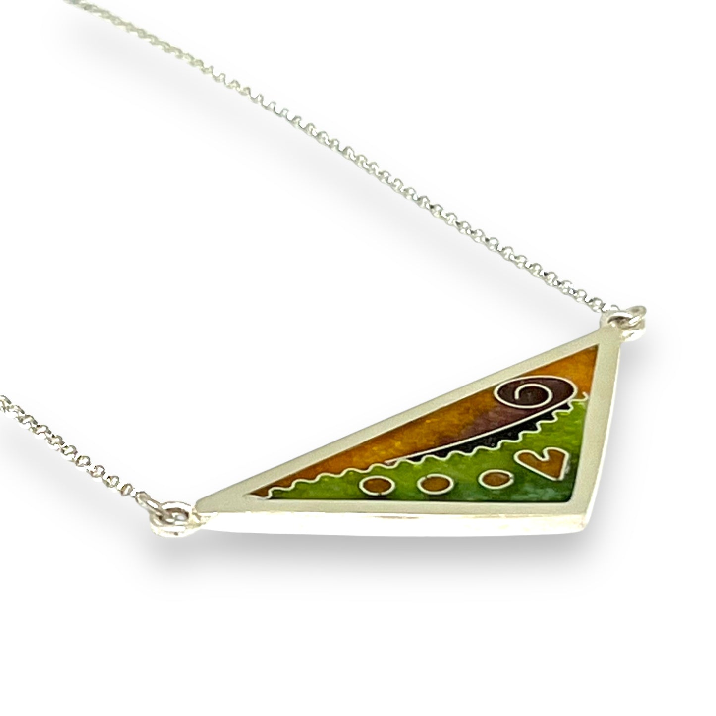 Cloisonné Enameled Triangle Necklace-Desert Color Palette