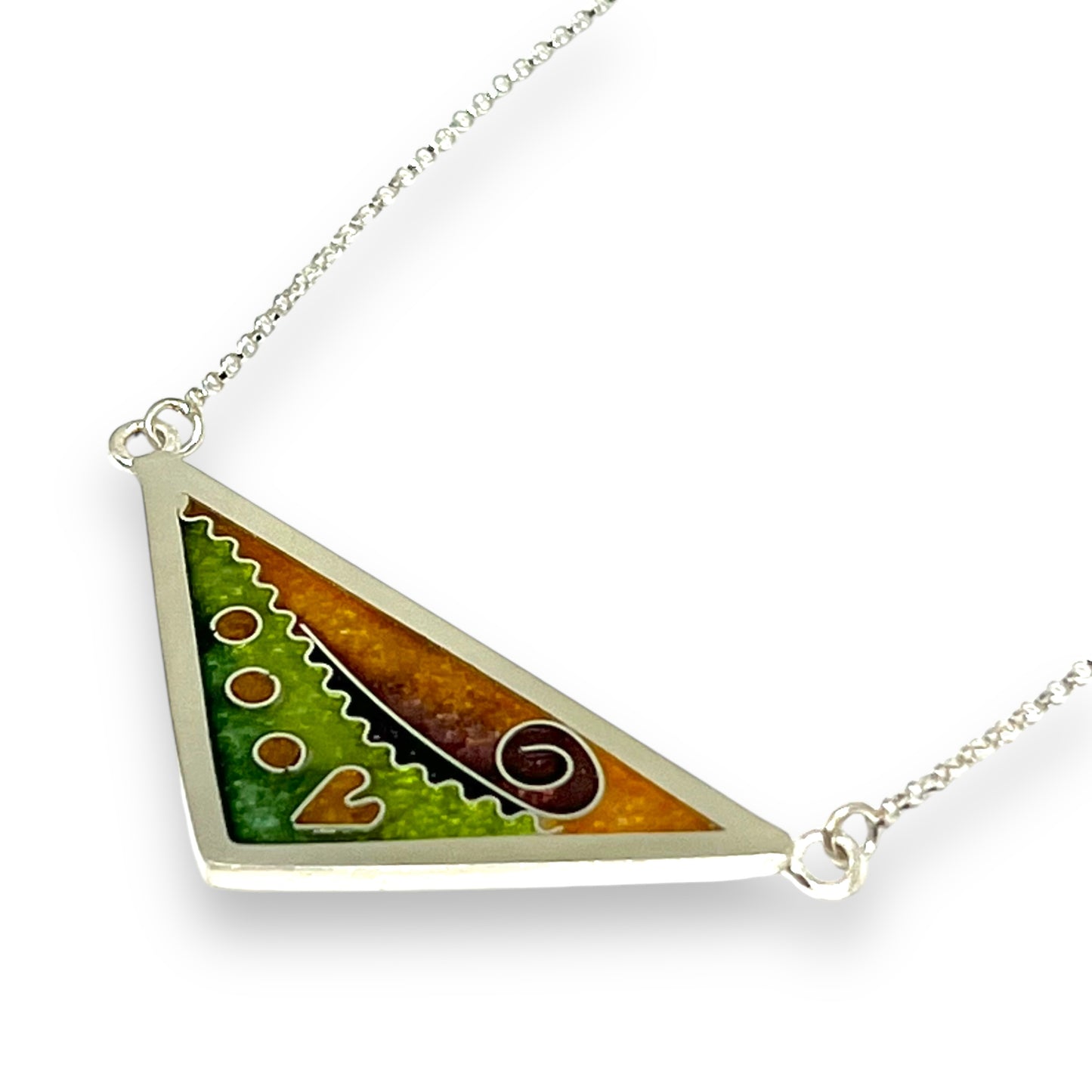 Cloisonné Enameled Triangle Necklace-Desert Color Palette