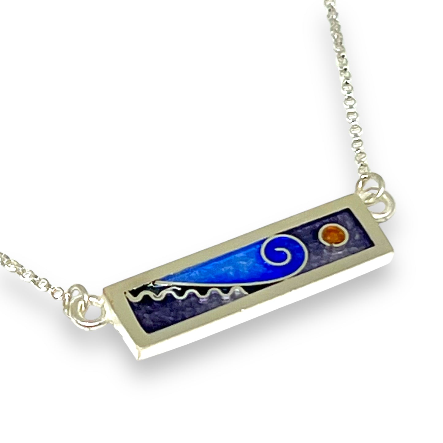 Cloisonné Enameled Rectangle Necklace-Ice Color Palette